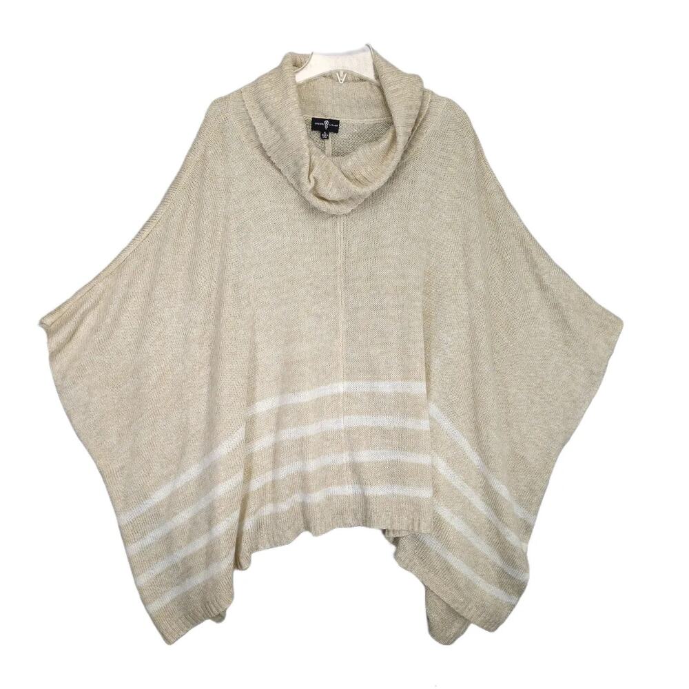 Dream Catcher Women's XL Beige Knit Poncho Sweater Cowl Neck Oversize Baggy Boho